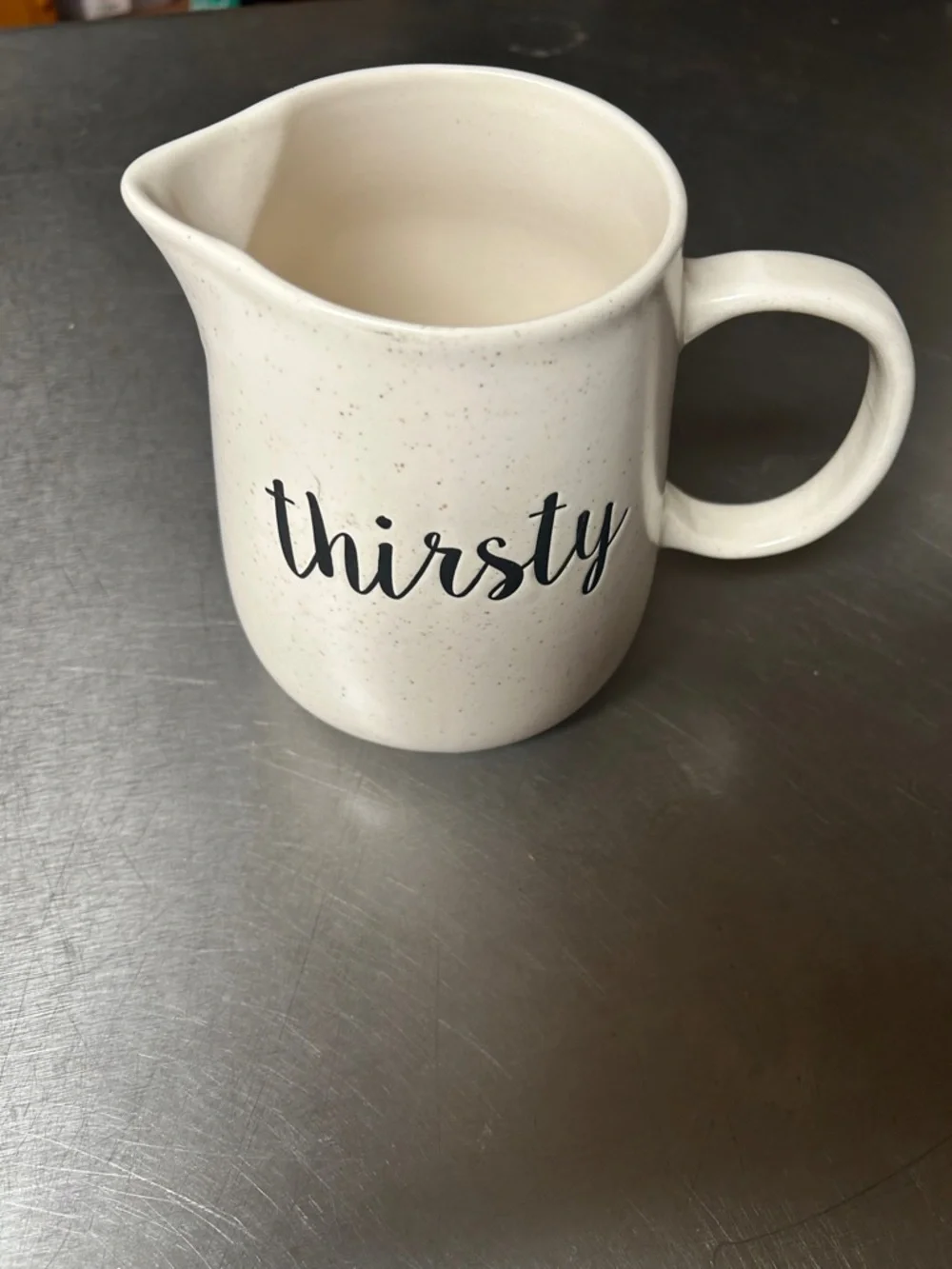 Cream Ceramic‎ 'Thirsty' Beverage Pitcher with Handle